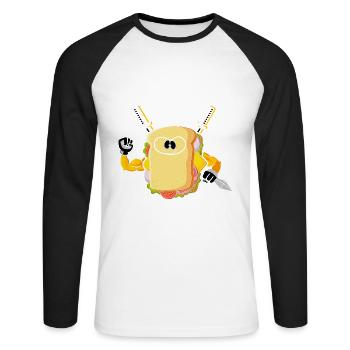 Sandwich Ninja Karate Warrior Japan Geschenk - Unisex Baseballshirt langarm - Weiß/Schwarz - Vorne - Nik (191cm)