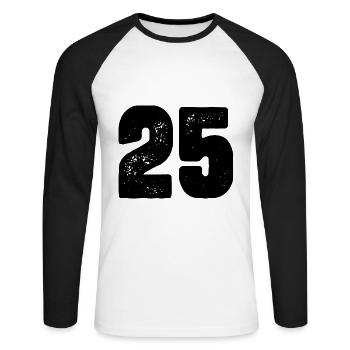 25 number jersey - Unisex Long Sleeve Baseball T-Shirt - white/black - Front - Nik (191cm)