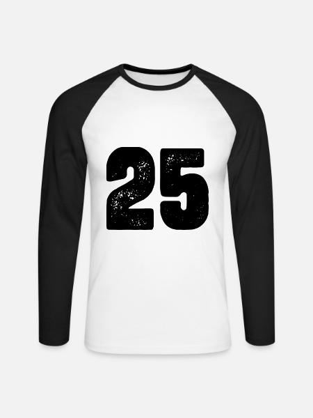 25 number jersey - Unisex Long Sleeve Baseball T-Shirt - white/black