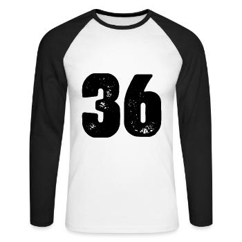 36 Number jersey - Unisex Long Sleeve Baseball T-Shirt - white/black - Front - Nik (191cm)