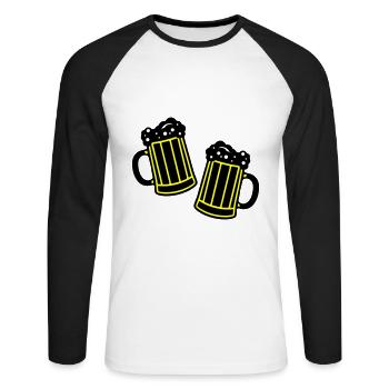 Beer Symbol Booze - Unisex Long Sleeve Baseball T-Shirt - white/black - Front - Nik (191cm)