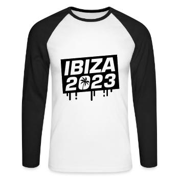 Ibiza 2023 - Unisex Baseballshirt langarm - Weiß/Schwarz - Vorne - Nik (191cm)