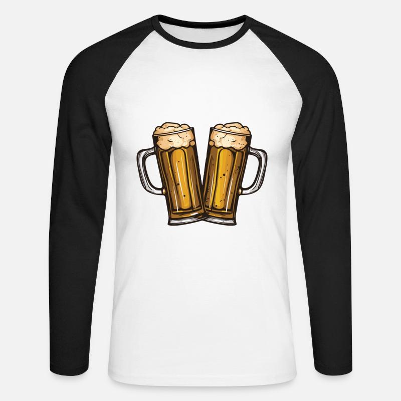 Bier Glas Prost Drinking - Unisex Baseballshirt langarm - Weiß/Schwarz