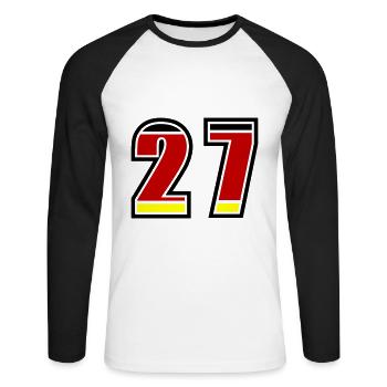 27 Nummer Deutschland Trikot - Unisex Baseballshirt langarm - Weiß/Schwarz - Vorne - Nik (191cm)