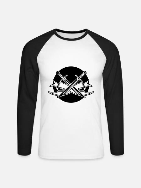 Sword Symbol - Unisex Long Sleeve Baseball T-Shirt - white/black