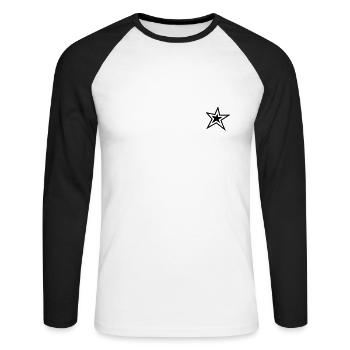 Star with Outline - Unisex Long Sleeve Baseball T-Shirt - white/black - Front - Nik (191cm)
