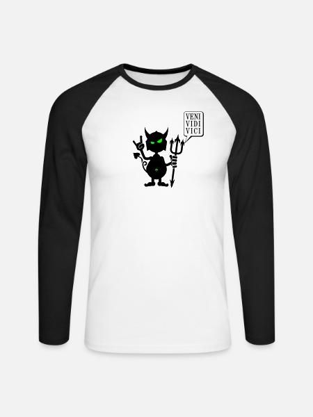 Teufel rocks / devil rocks (2c) - Unisex Baseballshirt langarm - Weiß/Schwarz