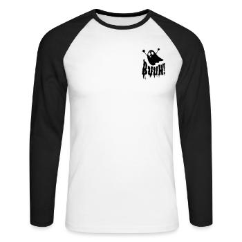 Petit fantôme effrayant - T-shirt baseball manches longues Homme - blanc/noir - Devant - Nik (191cm)