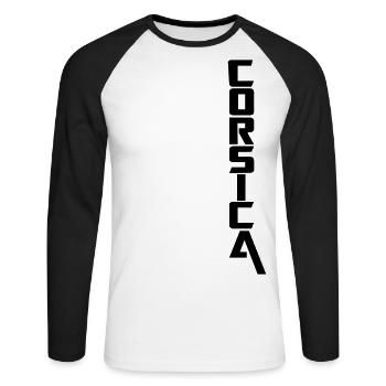 Corsica - T-shirt baseball manches longues Homme - blanc/noir - Devant - Nik (191cm)