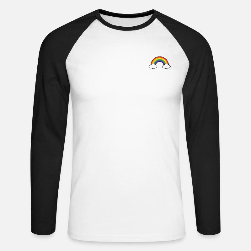 Rainbow Regenbogen - Unisex Baseballshirt langarm - Weiß/Schwarz