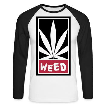 Weed - Unisex Baseballshirt langarm - Weiß/Schwarz - Vorne - Nik (191cm)