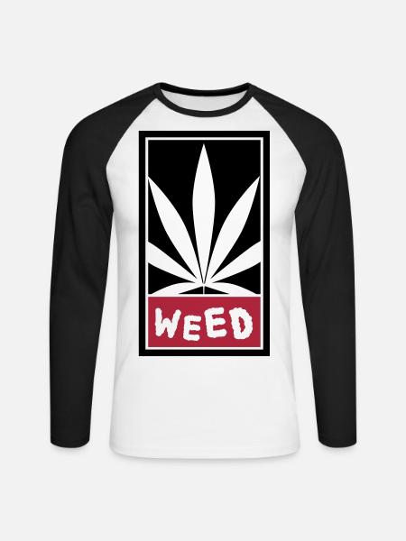 Weed - Unisex Long Sleeve Baseball T-Shirt - white/black