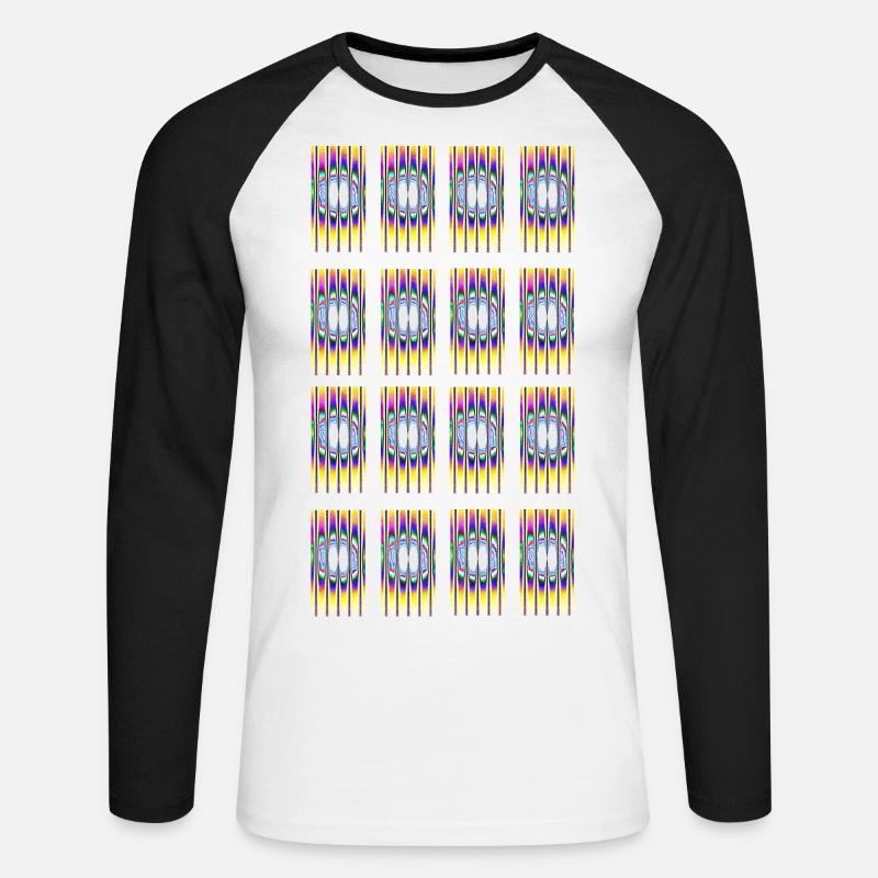 Hypnotisches Design Typ-1 - Unisex Baseballshirt langarm - Weiß/Schwarz