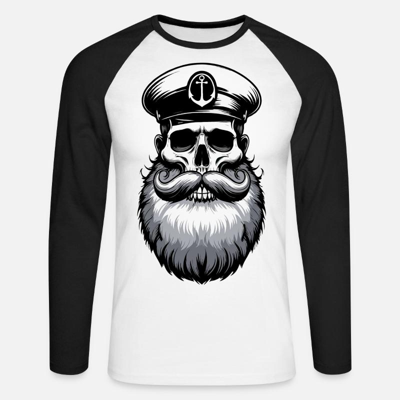 Capitano Amburgo St Pauli Città Anseatica Teschio - Maglia da baseball a manica lunga da uomo - bianco/nero
