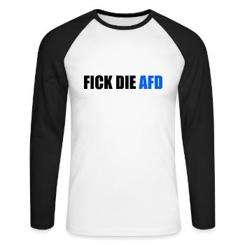 Fick die afd - Unisex Baseballshirt langarm - Weiß/Schwarz - Vorne - Nik (191cm)