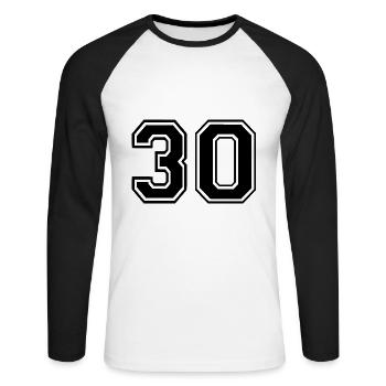 30 - Unisex Long Sleeve Baseball T-Shirt - white/black - Front - Nik (191cm)