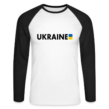 Ukraine - T-shirt baseball manches longues Homme - blanc/noir - Devant - Nik (191cm)