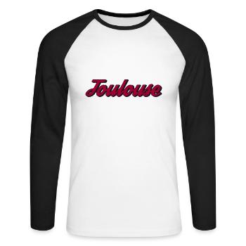 Toulouse - T-shirt baseball manches longues Homme - blanc/noir - Devant - Nik (191cm)