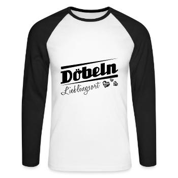Döbeln - Lieblingsort mit Stadtnamen - Unisex Baseballshirt langarm - Weiß/Schwarz - Vorne - Nik (191cm)