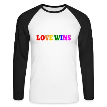 Love wins - Unisex Long Sleeve Baseball T-Shirt - white/black - Front - Nik (191cm)