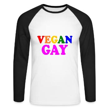 Vegan gay - Unisex Long Sleeve Baseball T-Shirt - white/black - Front - Nik (191cm)