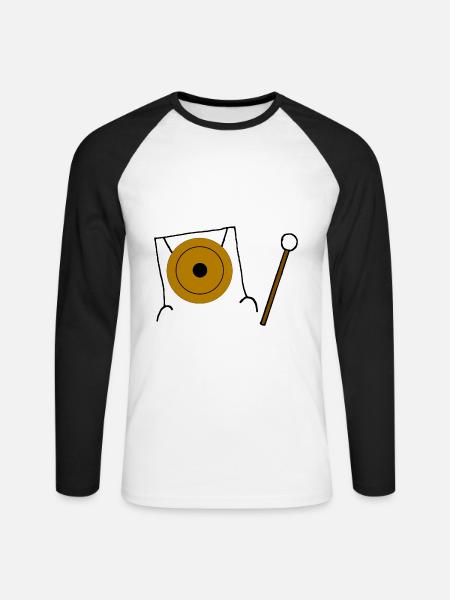 Gong, Becken, Instrument, Klang - Unisex Baseballshirt langarm - Weiß/Schwarz