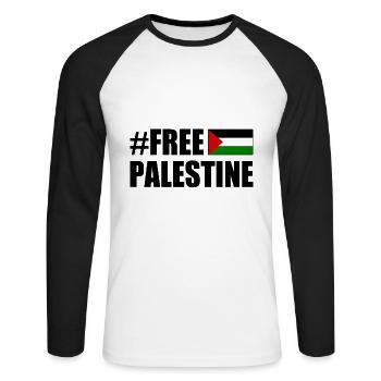 Free palestine - Unisex Long Sleeve Baseball T-Shirt - white/black - Front - Nik (191cm)