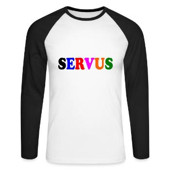 Servus - Unisex Baseballshirt langarm - Weiß/Schwarz - Vorne - Nik (191cm)