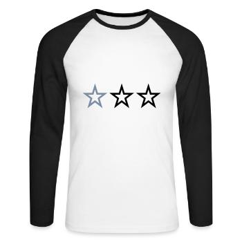 3 STERNE - Unisex Baseballshirt langarm - Weiß/Schwarz - Vorne - Nik (191cm)