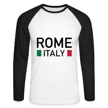 Rome, Italy (two squares) - Unisex Long Sleeve Baseball T-Shirt - white/black - Front - Nik (191cm)