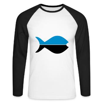 Two halves of fish - Unisex Long Sleeve Baseball T-Shirt - white/black - Front - Nik (191cm)