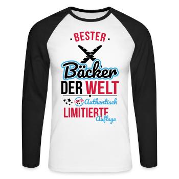 Best Baker in the World - 100% Authentic - Unisex Long Sleeve Baseball T-Shirt - white/black - Front - Nik (191cm)