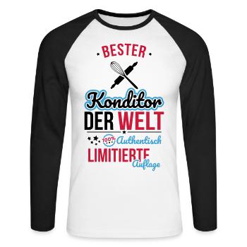 Best Pastry Chef in the World - 100% Authentic - Unisex Long Sleeve Baseball T-Shirt - white/black - Front - Nik (191cm)