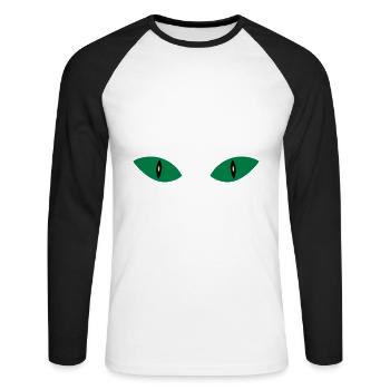 ★ Design colors changeable ★ Two cat eyes - Unisex Long Sleeve Baseball T-Shirt - white/black - Front - Nik (191cm)