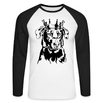 BEAUCERON Crown Dogs Dog Wilsigns - Unisex Long Sleeve Baseball T-Shirt - white/black - Front - Nik (191cm)