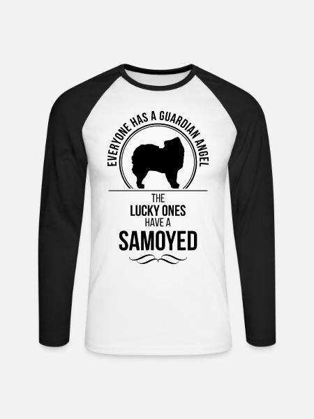 SAMOYED Guardian Angel Wilsigns - Unisex Long Sleeve Baseball T-Shirt - white/black