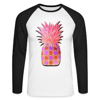 Ananas fruit exotique cadeau fruits alimentation - T-shirt baseball manches longues Homme - blanc/noir - Devant - Nik (191cm)
