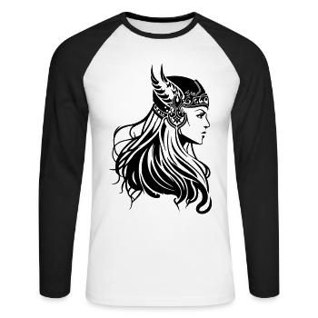 Viking Woman Warrior Viking - Unisex Long Sleeve Baseball T-Shirt - white/black - Front - Nik (191cm)