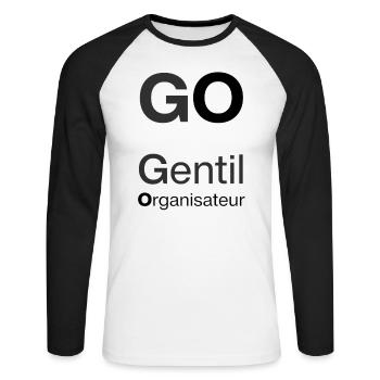 GO - Netter Veranstalter - Unisex Baseballshirt langarm - Weiß/Schwarz - Vorne - Nik (191cm)
