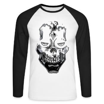 Skull Shine Gothic Skull - Unisex Long Sleeve Baseball T-Shirt - white/black - Front - Nik (191cm)