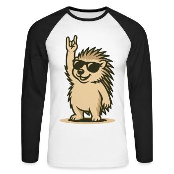 Cooles Stachelschwein Rockerbaby - Unisex Baseballshirt langarm - Weiß/Schwarz - Vorne - Nik (191cm)