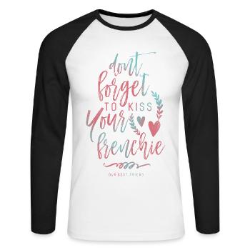 Kiss your Frenchie - Unisex Baseballshirt langarm - Weiß/Schwarz - Vorne - Nik (191cm)