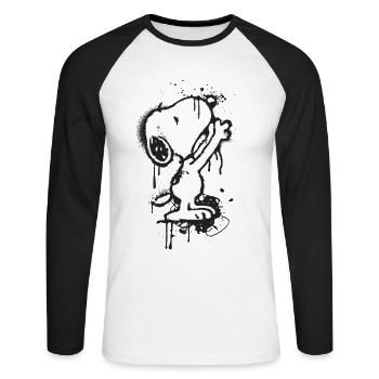 Peanuts Snoopy Graffiti Street Art - Unisex Long Sleeve Baseball T-Shirt - white/black - Front - Nik (191cm)