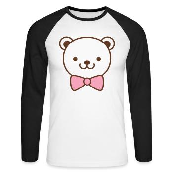 Cute Teddy Bear Teddy Bear - Unisex Long Sleeve Baseball T-Shirt - white/black - Front - Nik (191cm)