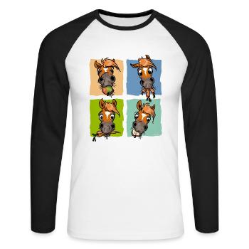 Trombines gourmandes - T-shirt baseball manches longues Homme - blanc/noir - Devant - Nik (191cm)