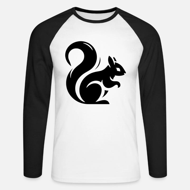 Minimalistische Eichhörnchen-Silhouette - Unisex Baseballshirt langarm - Weiß/Schwarz