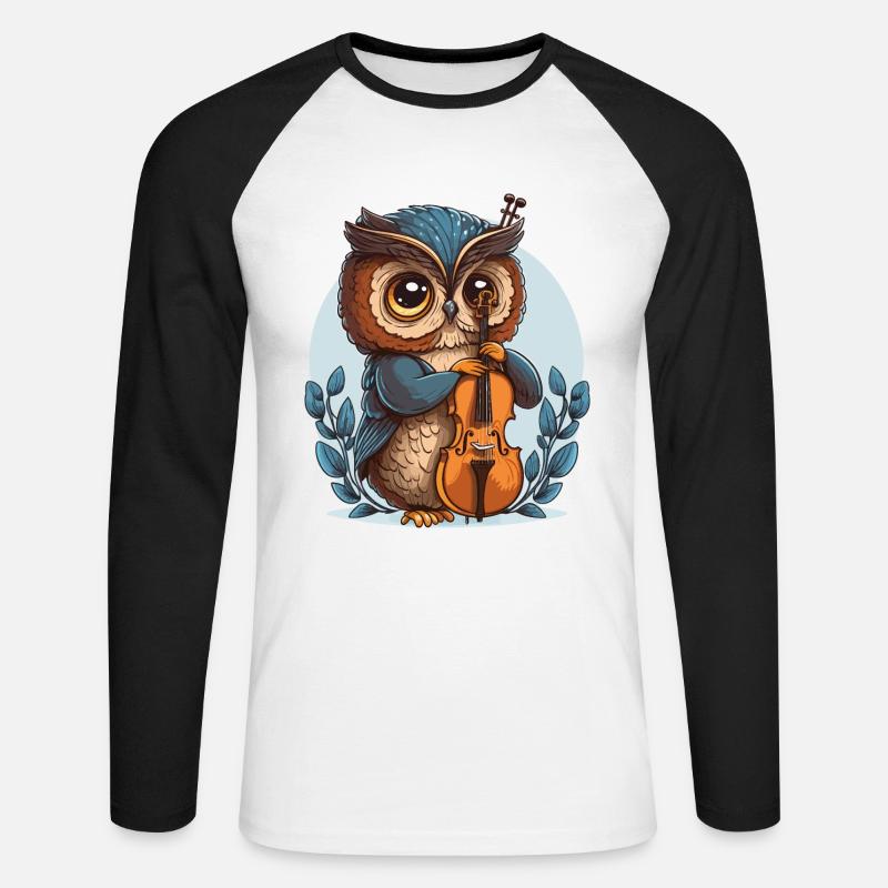 Klassische Eule - Unisex Baseballshirt langarm - Weiß/Schwarz