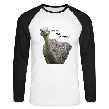 greater rhea - Unisex Long Sleeve Baseball T-Shirt - white/black - Front - Nik (191cm)