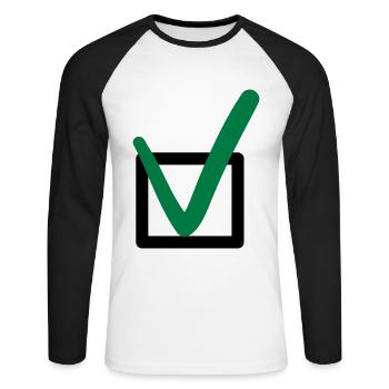 Check mark sign symbols - Unisex Long Sleeve Baseball T-Shirt - white/black - Front - Nik (191cm)