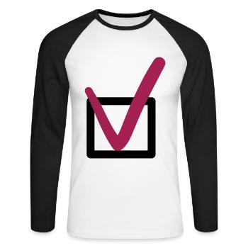 tick - Unisex Long Sleeve Baseball T-Shirt - white/black - Front - Nik (191cm)
